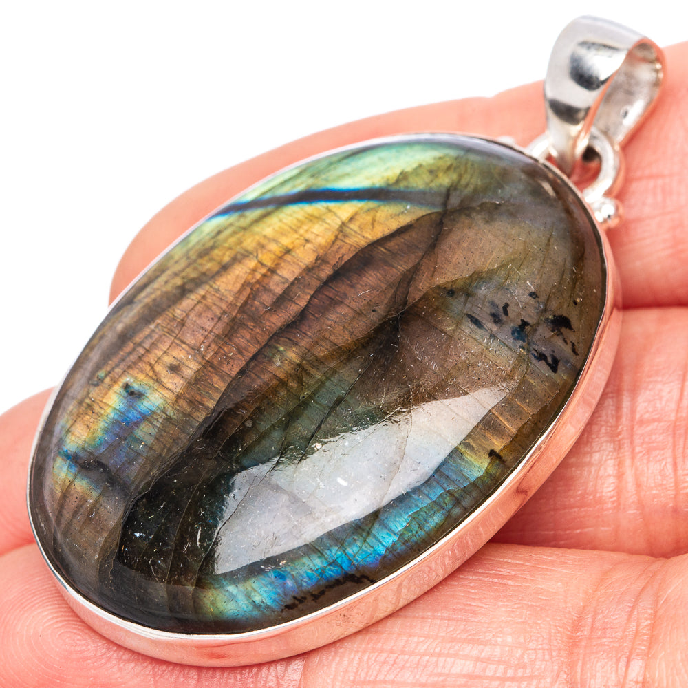 Labradorite 925 Sterling Silver Pendant 1 7/8" (925 Sterling Silver) P42691
