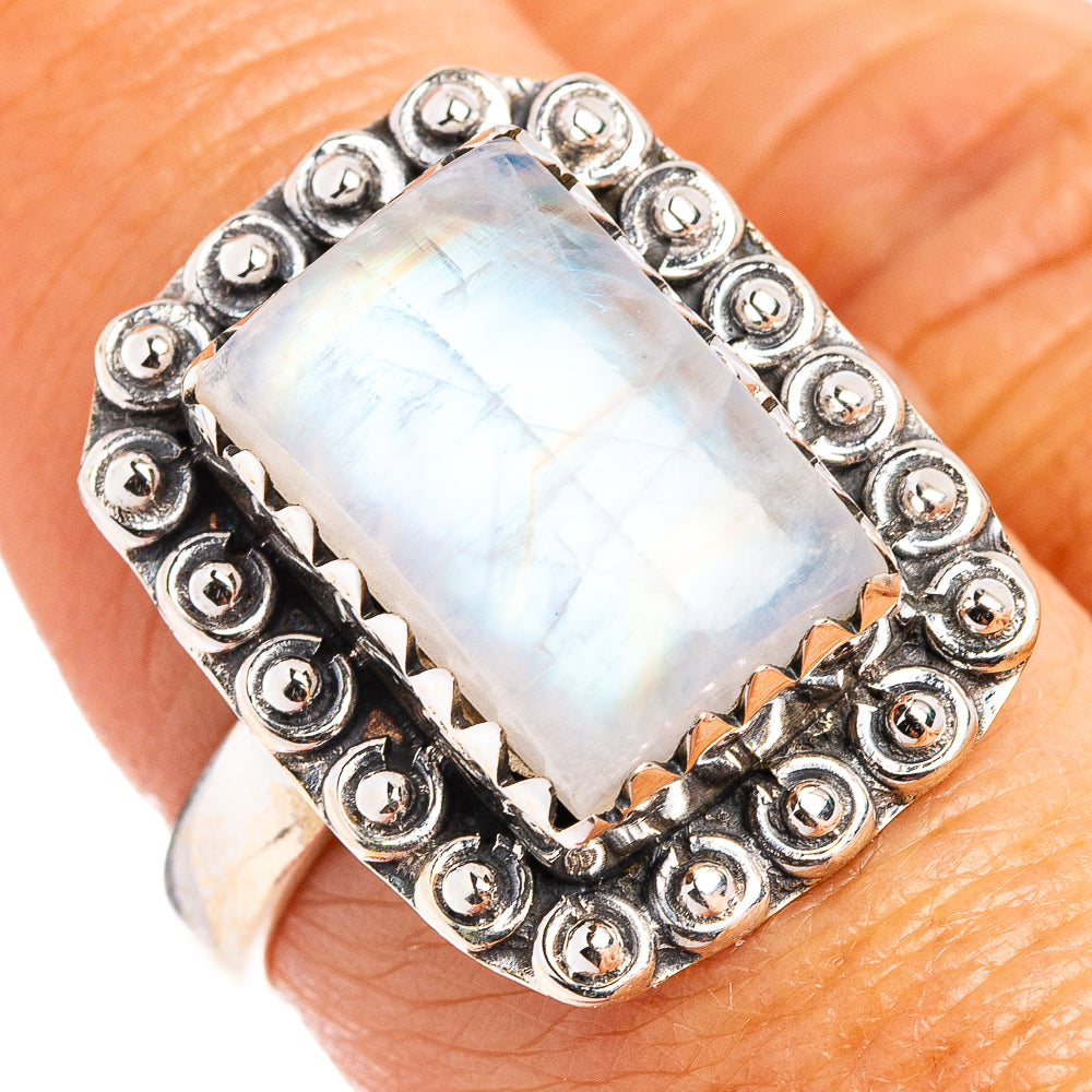 Rainbow Moonstone Ring Size 7.75 (.925 Sterling Silver)