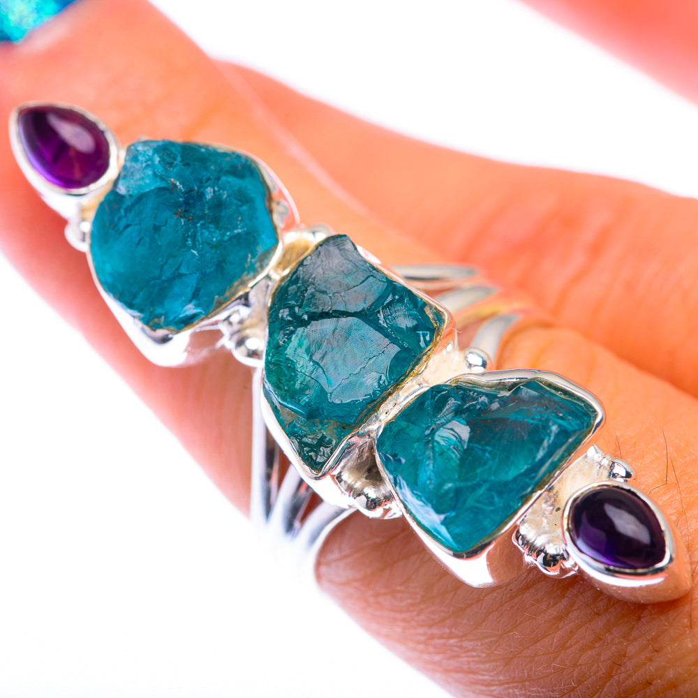 Large Blue Fluorite, Amethyst Ring Size 7.25 (925 Sterling Silver) RING139998