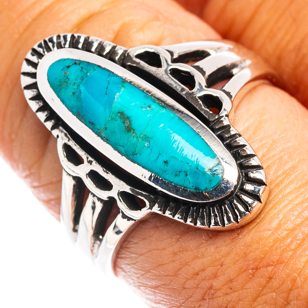 Native Style Mohave Turquoise Ring Size 8.5 (.925 Sterling Silver)