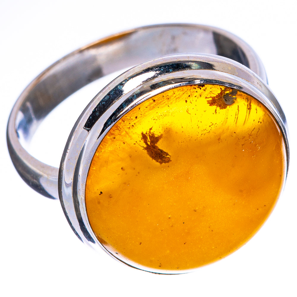 Amber Ring Size 8.25 (925 Sterling Silver) R1366
