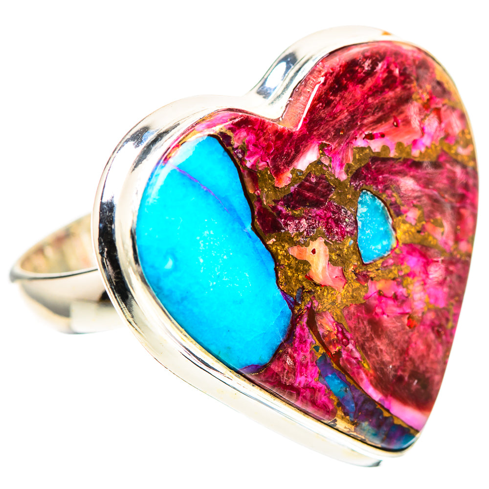 Large Kingman Pink Dahlia Turquoise Ring Size 9 (925 Sterling Silver) RING139091