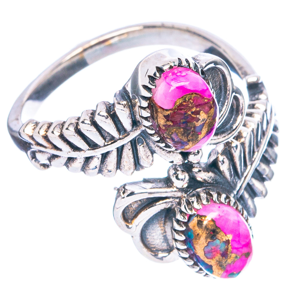 Kingman Pink Dahlia Turquoise Ring Size 7.5 (925 Sterling Silver) R4786