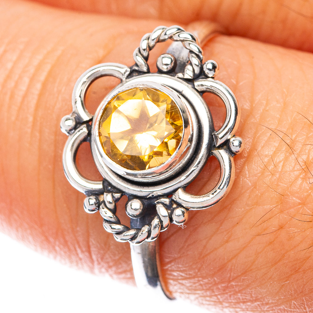 Faceted Citrine Dainty Ring Size 8 (925 Sterling Silver) R145032