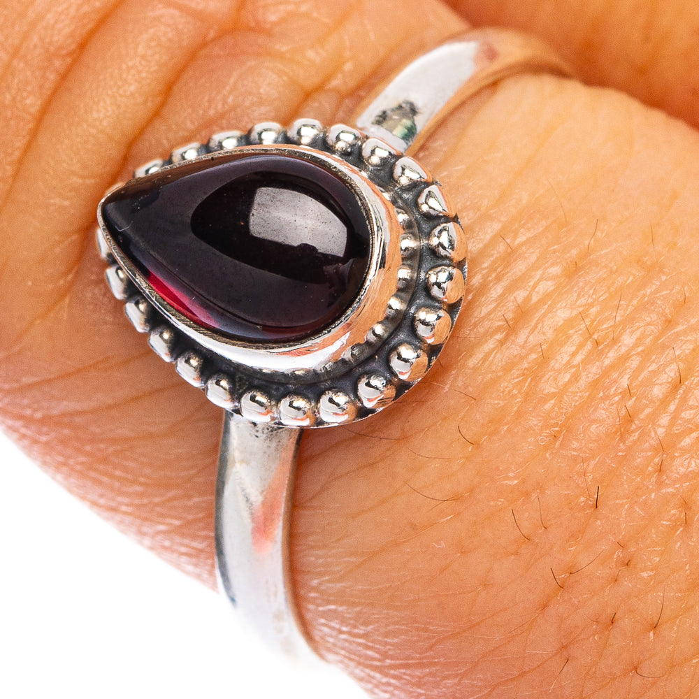 Garnet Dainty Ring Size 8.5 (925 Sterling Silver) R145393