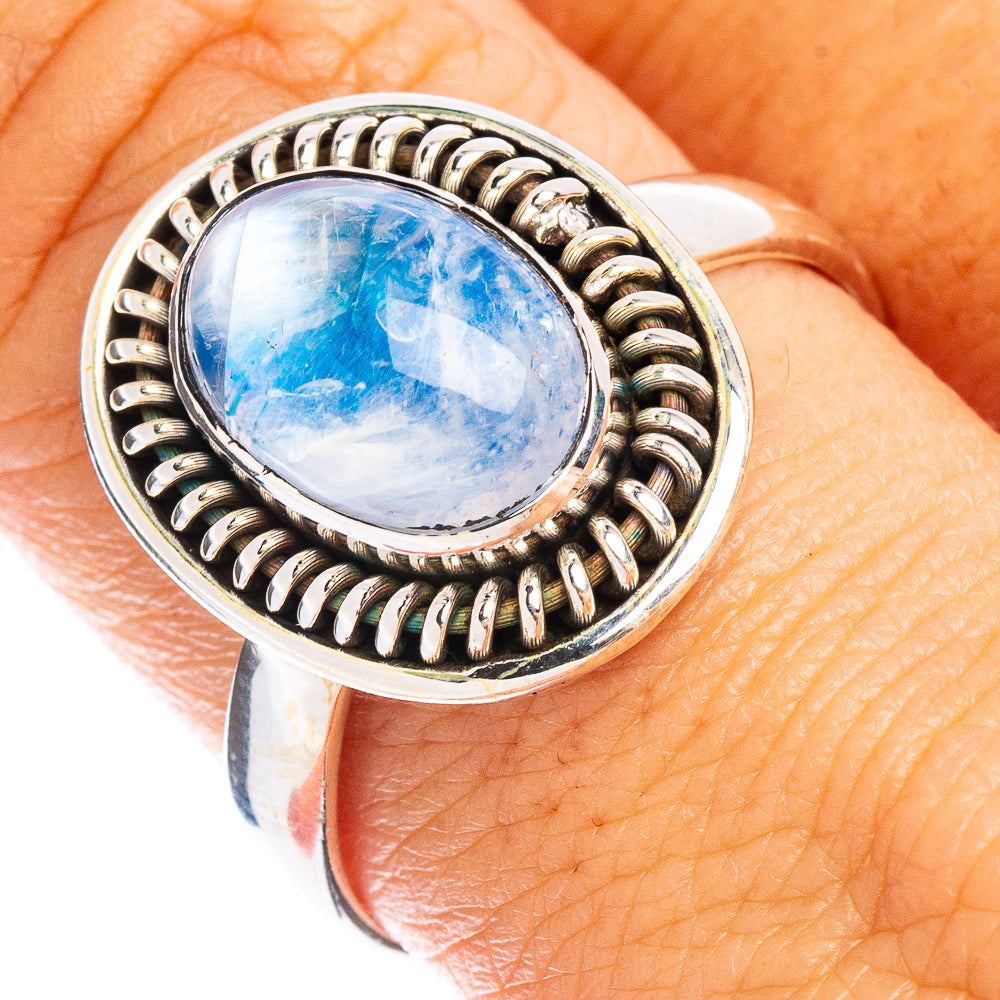 Rainbow Moonstone Ring Size 9 (925 Sterling Silver) R7872