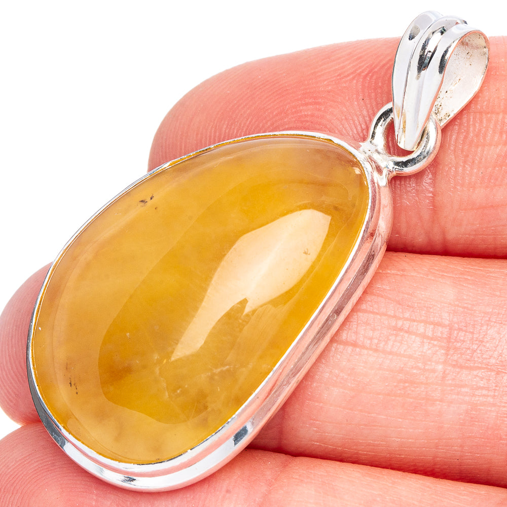 Rare Yellow Opal Pendant 1 5/8" (925 Sterling Silver) P40579