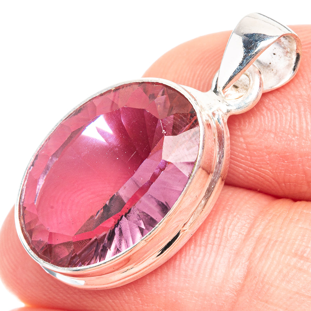 Faceted Color Change Alexandrite (Lab.) Pendant 1 1/8" (925 Sterling Silver) P39291