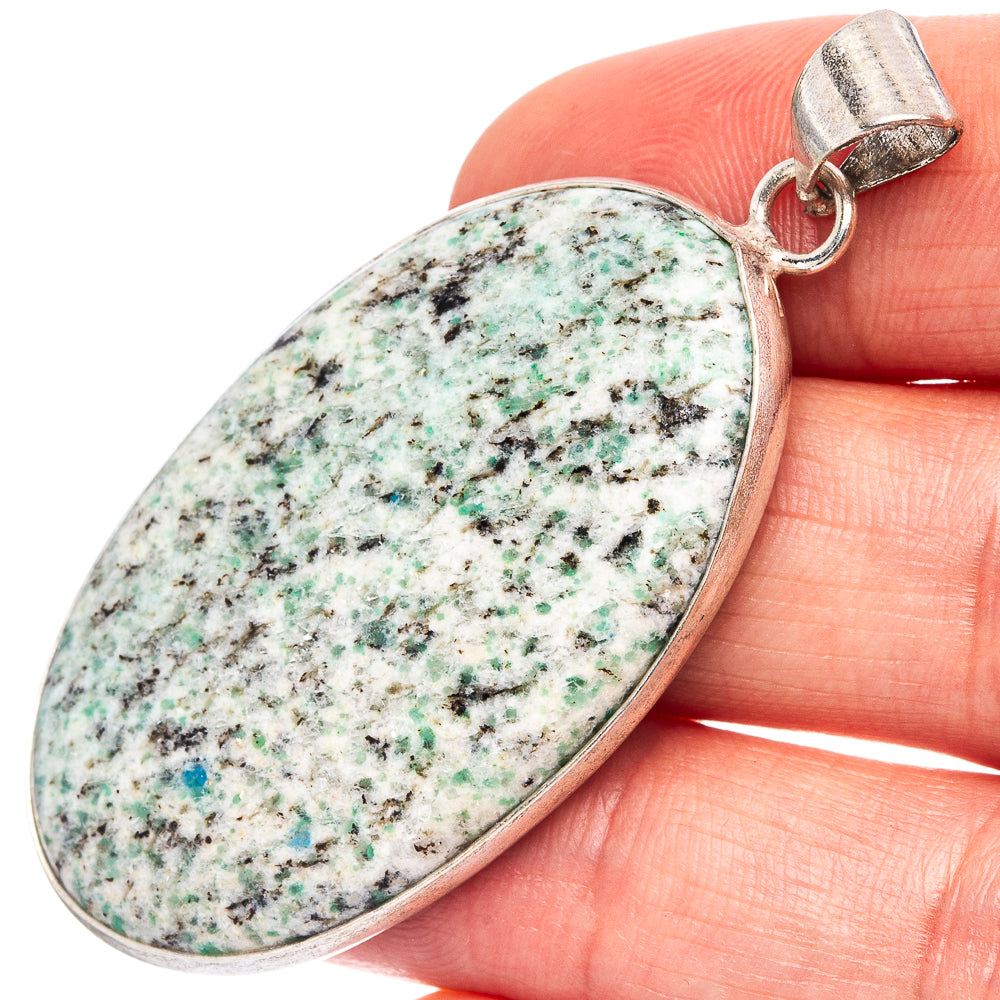 K2 Blue Azurite Pendant 2 1/8" (Silver Plated)