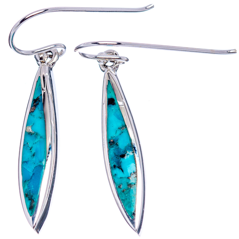 Native Style Mohave Turquoise Earrings 1 1/2" (.925 Sterling Silver)
