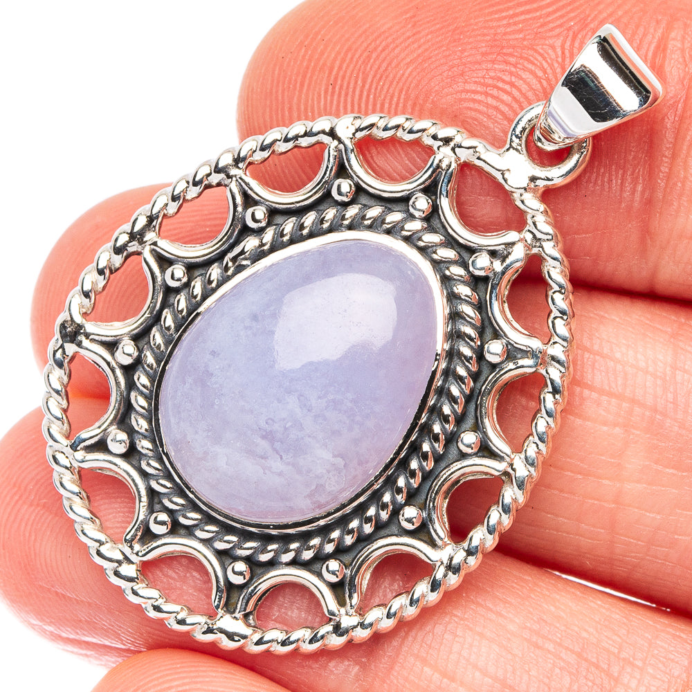 Premium Blue Lace Agate Pendant 1 1/2" (925 Sterling Silver) P45023