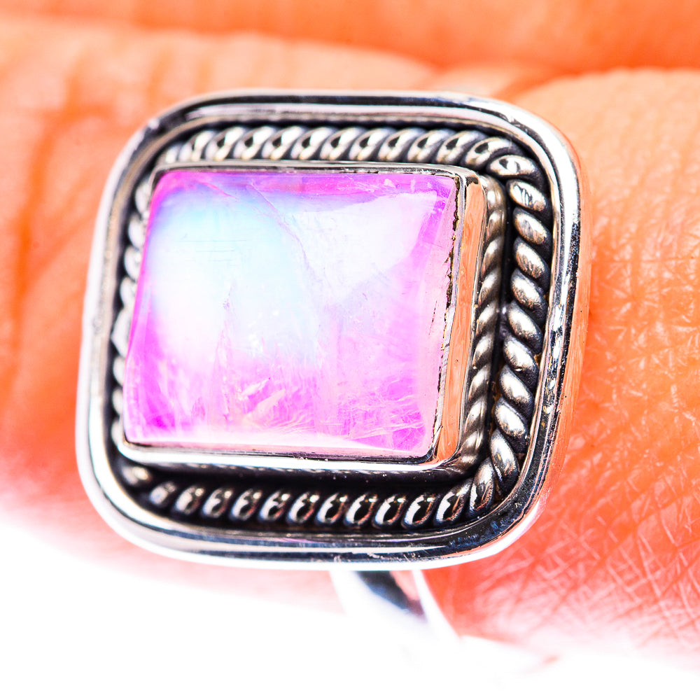 Pink Moonstone Ring Size 9.75 (925 Sterling Silver) RING140092