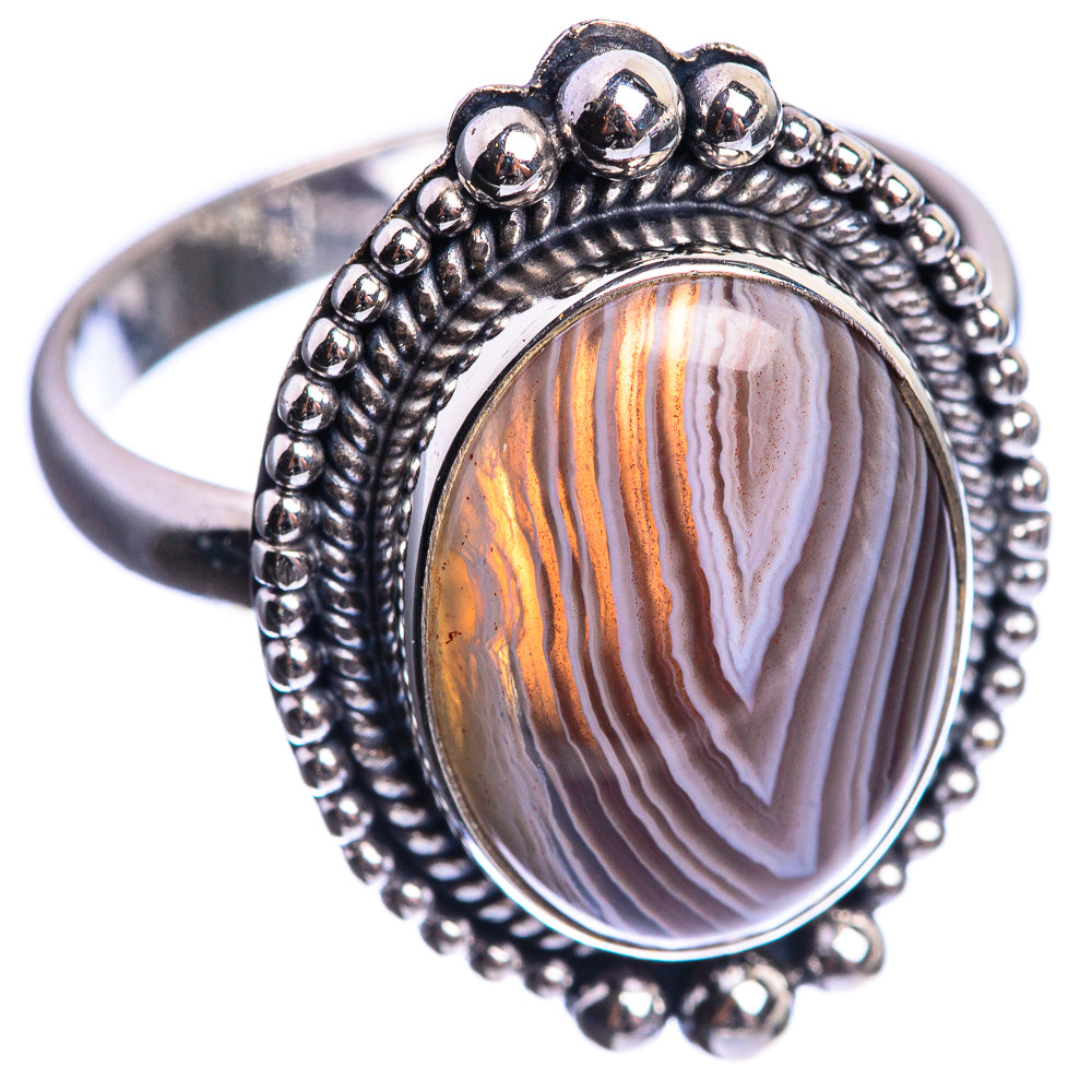 Botswana Agate 925 Sterling Silver Ring Size 10