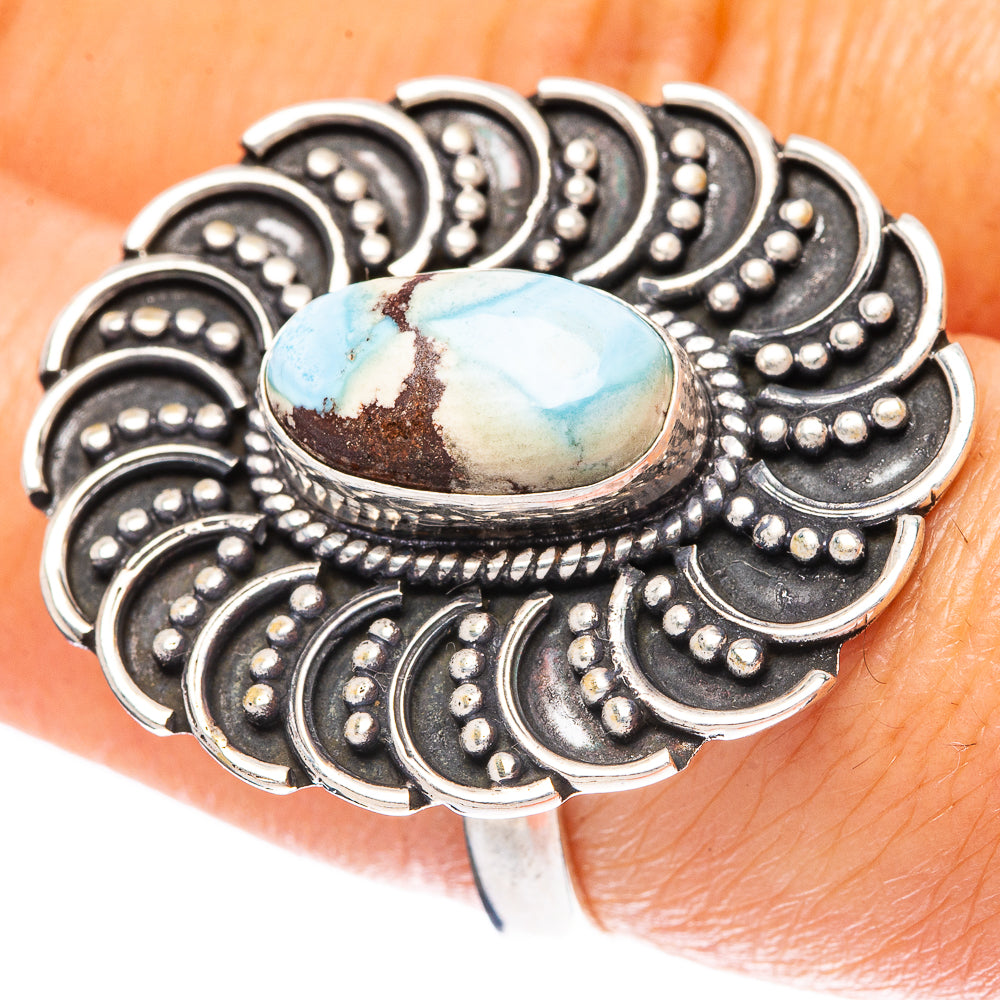 Rare Golden Hills Turquoise Ring Size 7.75 (925 Sterling Silver) R4250