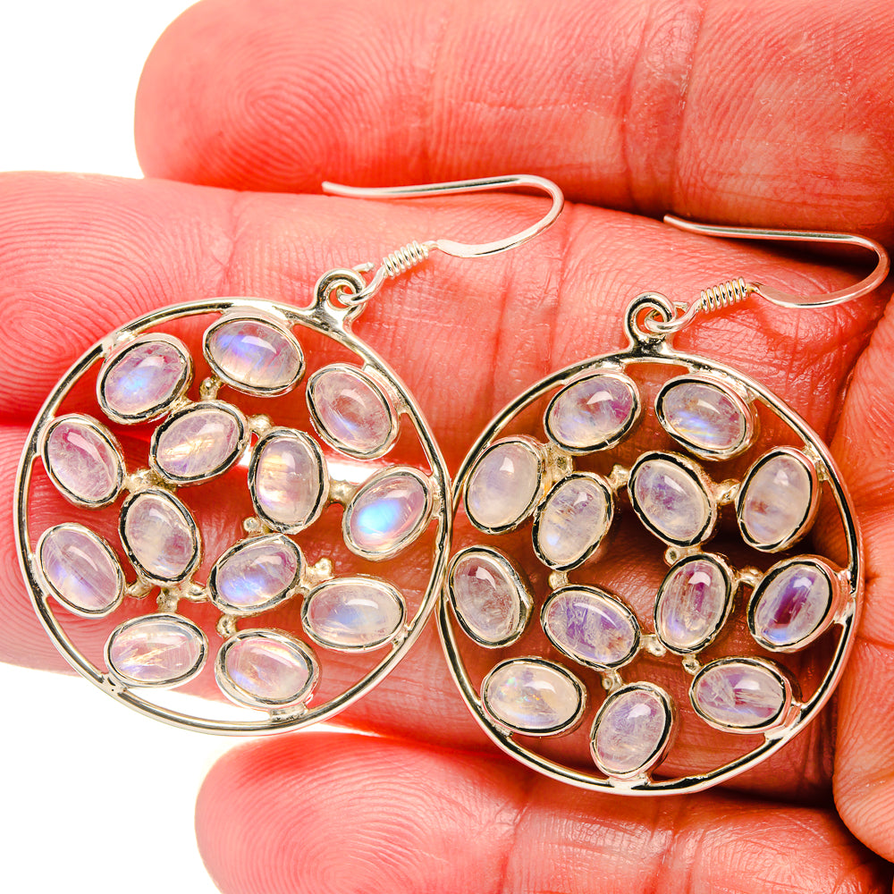 Signature Rainbow Moonstone 925 Sterling Silver Earrings 1 7/8" (925 Sterling Silver) EARR431952