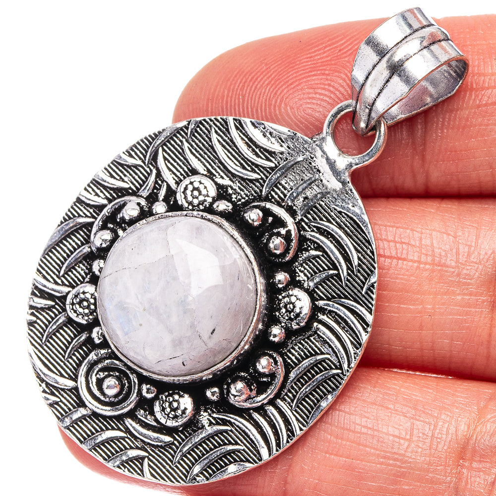 Rainbow Moonstone Pendant 1 7/8" (German Silver)