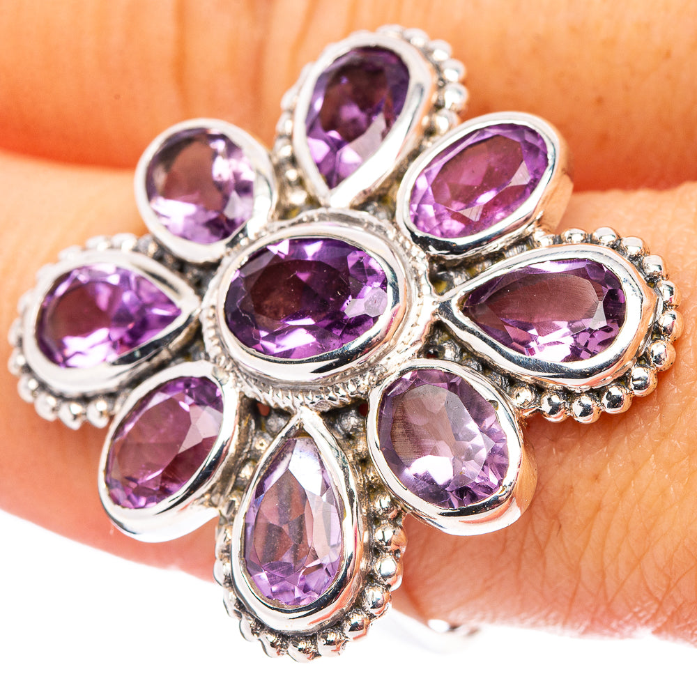 Amethyst Flower Ring Size 9.25 (.925 Sterling Silver)