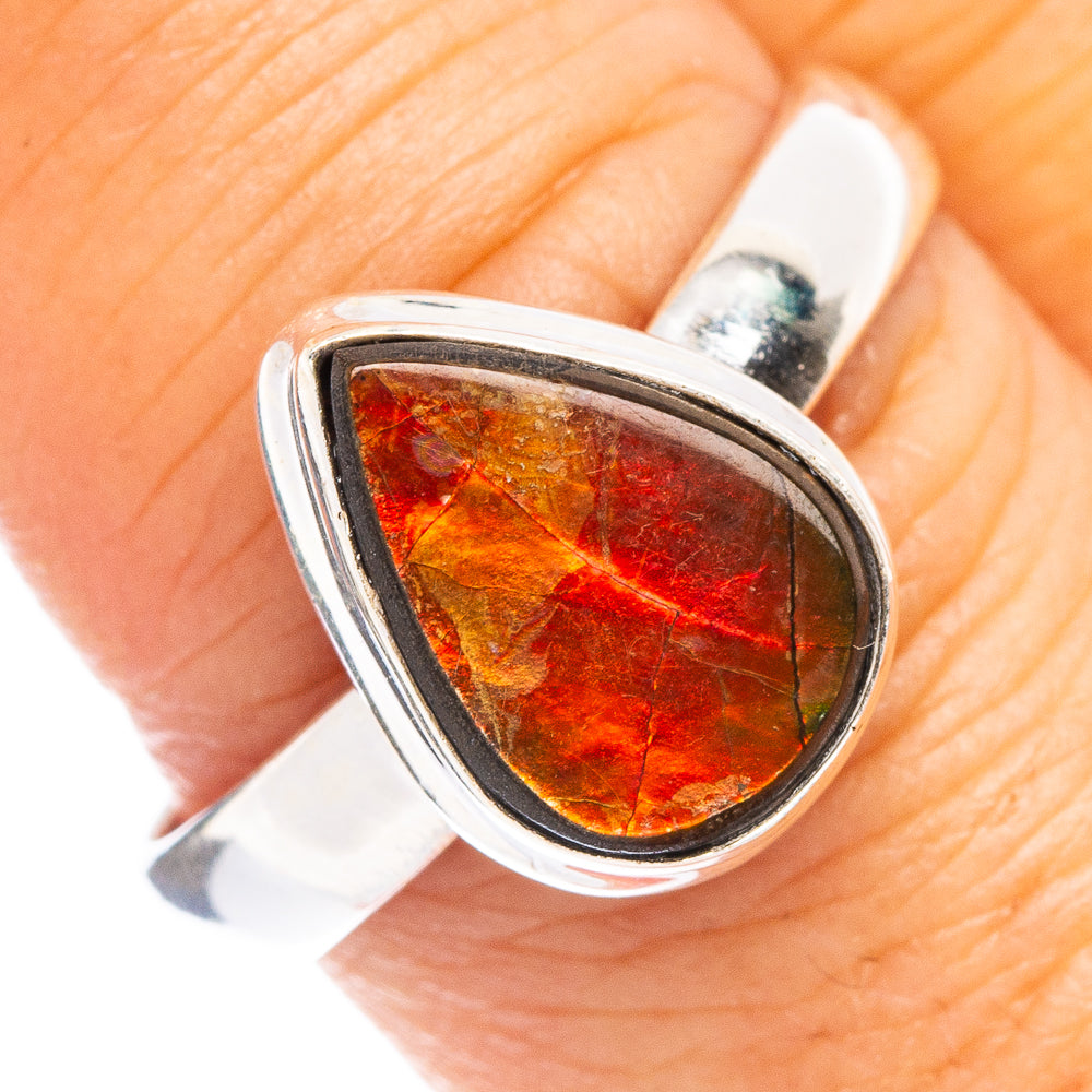 Rare Ammolite Ring Size 9 (925 Sterling Silver) R7862