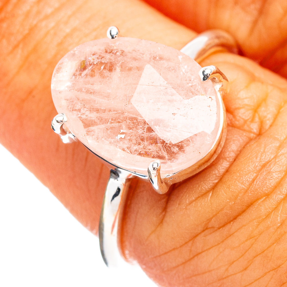 Faceted Morganite Ring Size 6.75 (.925 Sterling Silver)