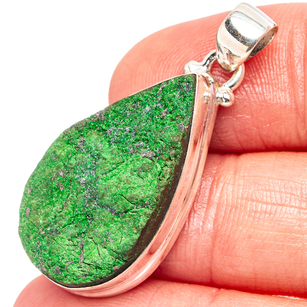 Uvarovite Garnet Pendant 1 1/2" (.925 Sterling Silver)