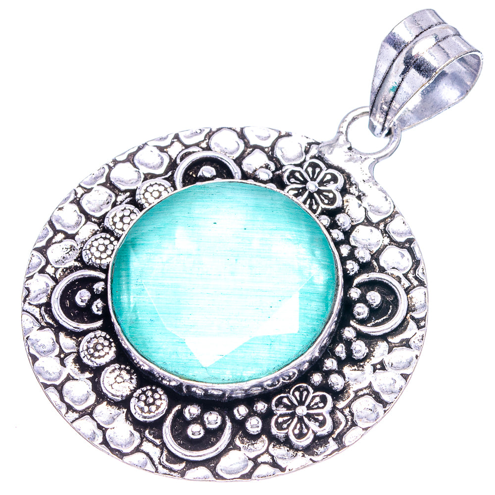 Green Agate Pendant 2 1/8" (German Silver)