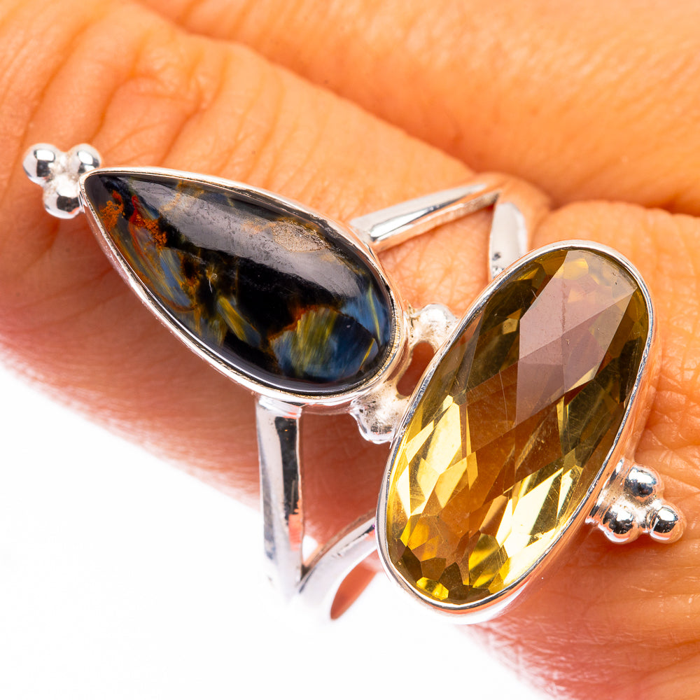 Large Pietersite, Lemon Quartz Ring Size 11.75 (925 Sterling Silver) R141219