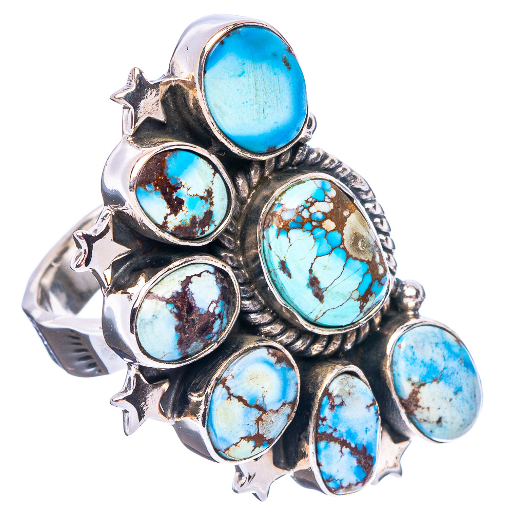 Golden Hills Turquoise Native Style Ring Size 8 Adjustable (.925 Sterling Silver) Exclusive