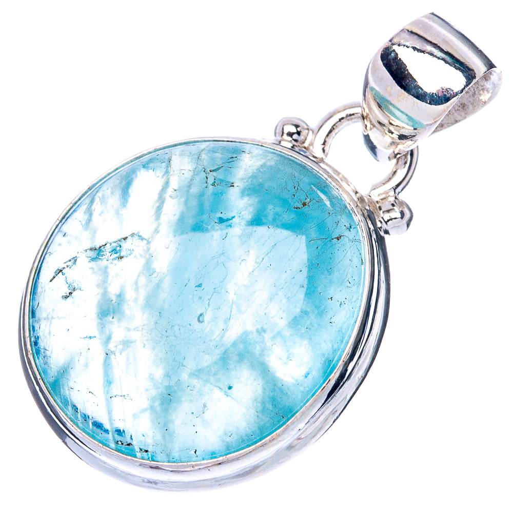 Natural Aquamarine 925 Sterling Silver Pendant 1 1/8" (925 Sterling Silver) P41880