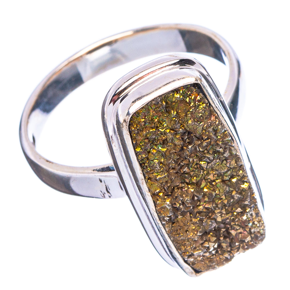Spectropyrite Druzy Ring Size 6.75 (.925 Sterling Silver)