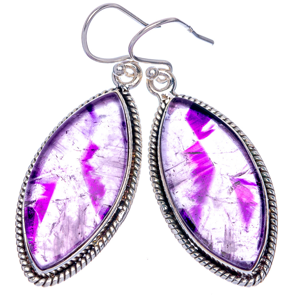 Star Amethyst Earrings 1 7/8" (925 Sterling Silver) E433049