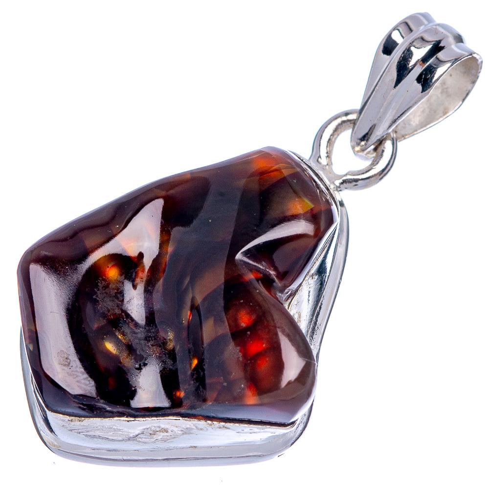 Rare Mexican Fire Agate Pendant 1 3/8' (925 Sterling Silver) P39945