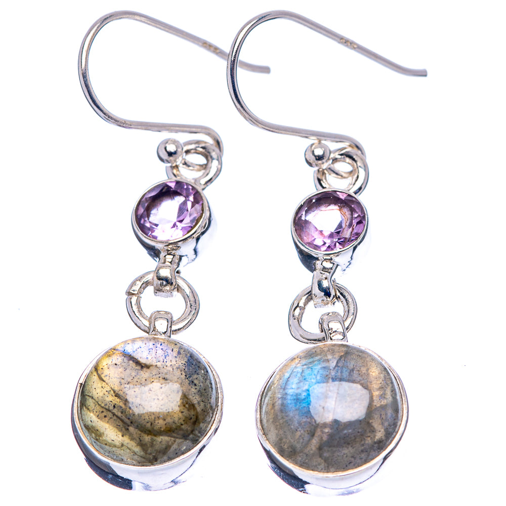 Labradorite Earrings 1 1/2" (.925 Sterling Silver)