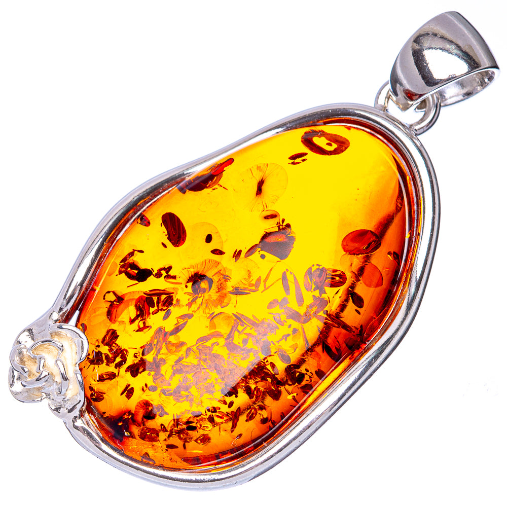 Anasilvercos Baltic Amber Pendant 1 7/8" (925 Sterlnig Silver)