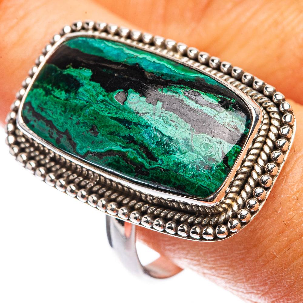 Large Malachite In Chrysocolla Ring Size 10.75 (925 Sterling Silver) R142744