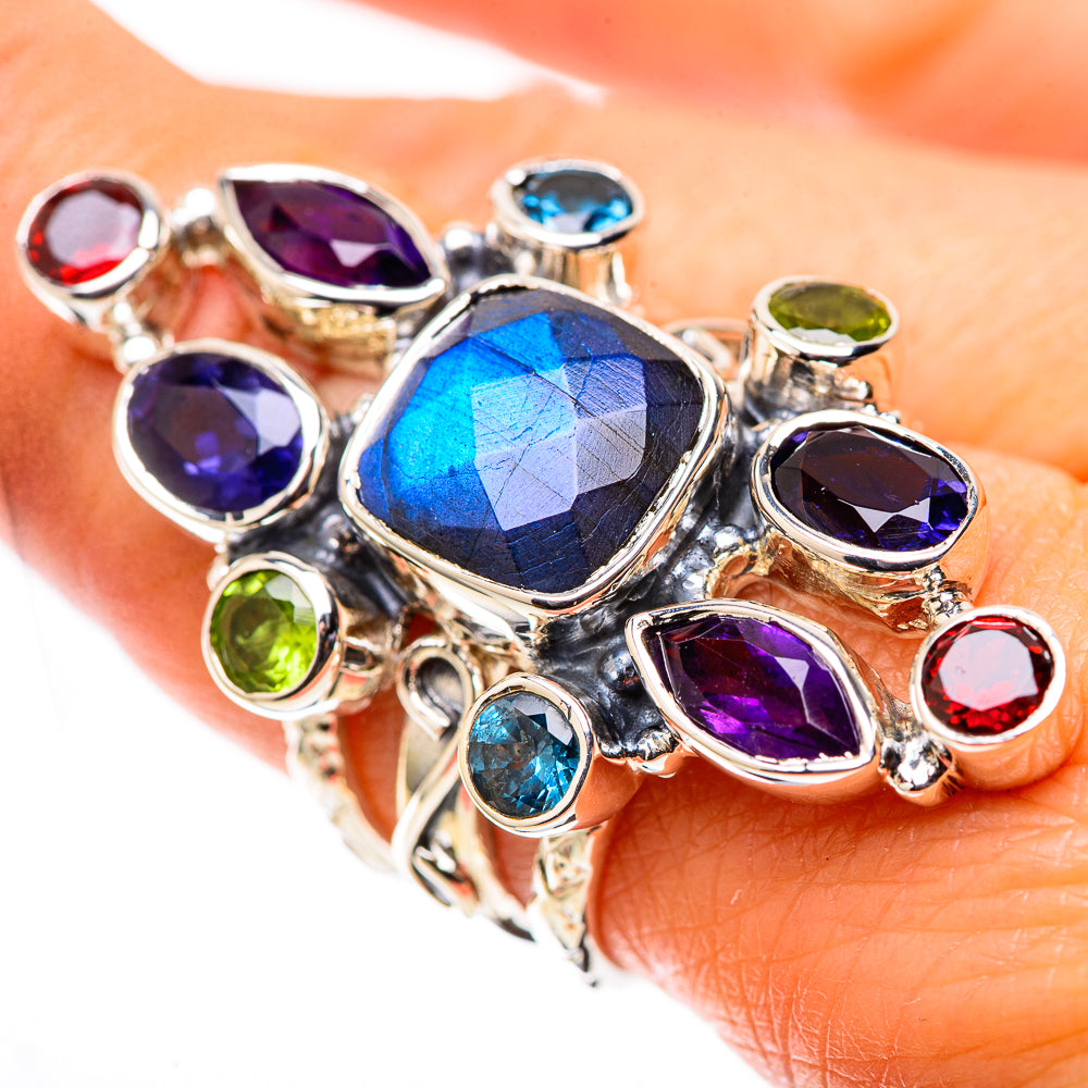 Signature Large Labradorite, Tanzanite, Amethyst, Garnet, Blue Topaz, Peridot Ring Size 8 (925 Sterling Silver) RING138137
