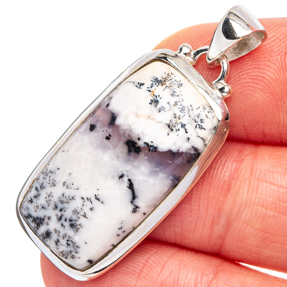Dendritic Agate Pendant 1 5/8" (.925 Sterling Silver)