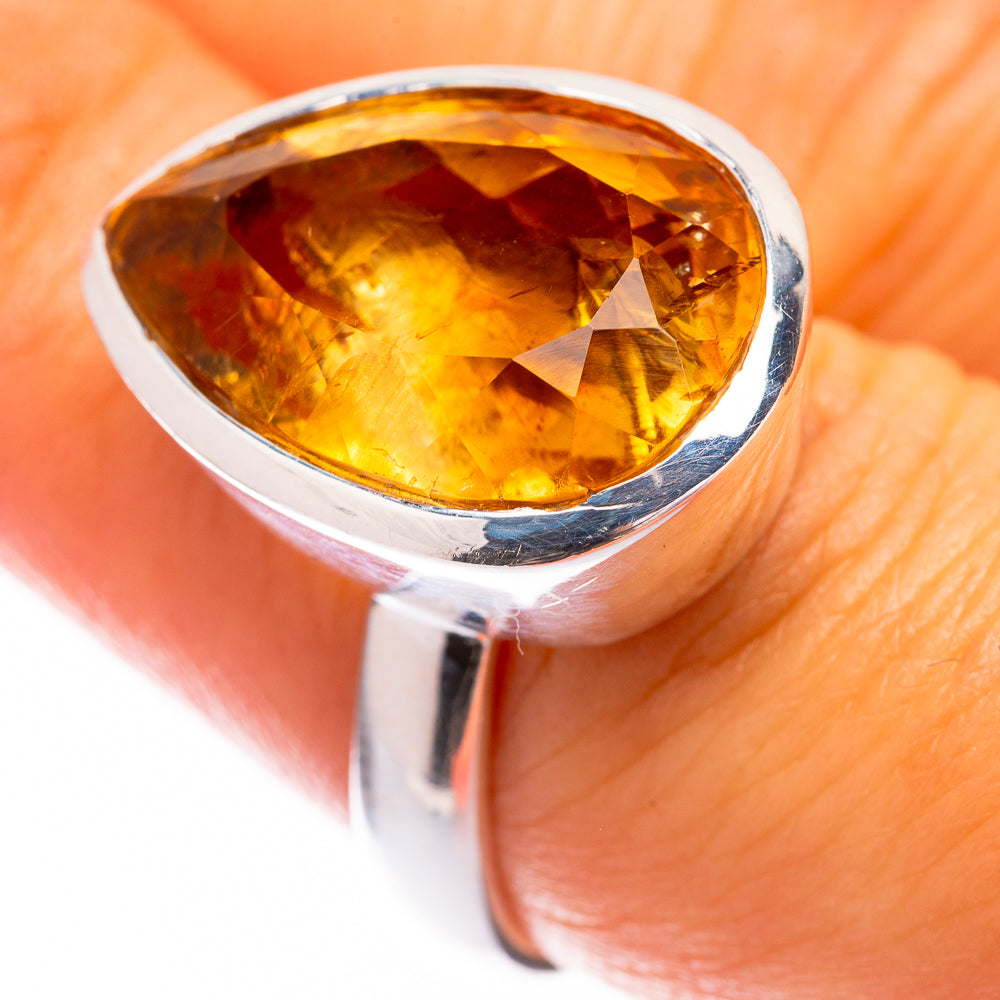 Faceted Citrine Ring Size 6.75 (925 Sterling Silver) R140723