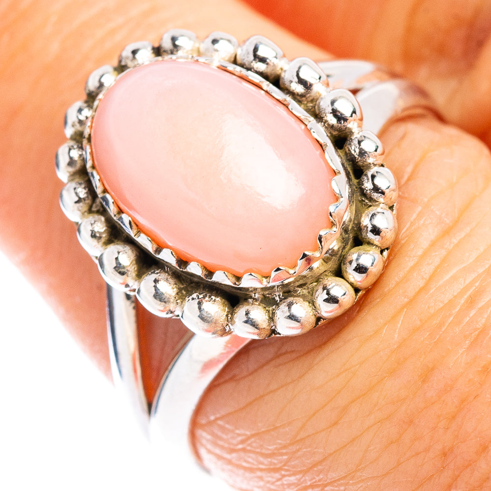 Pink Opal Native Style Ring Size 7.25 (.925 Sterling Silver)