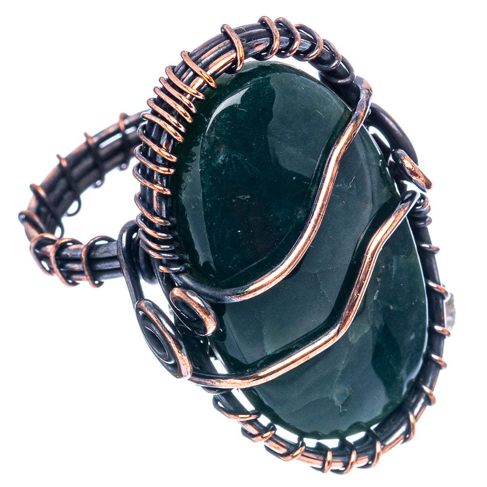 Ocean Jasper Wire Wrap Ring Size 6.25 (Oxidized Copper)