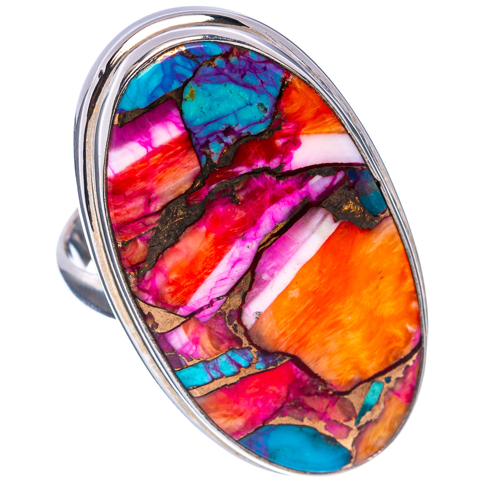 Premium Pink Dahlia Mohave Turquoise Ring Size 8.5 (.925 Sterling Silver)