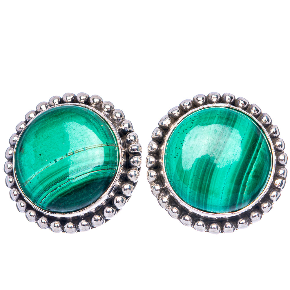 Malachite Earrings 5/8" (925 Sterling Silver) E1507