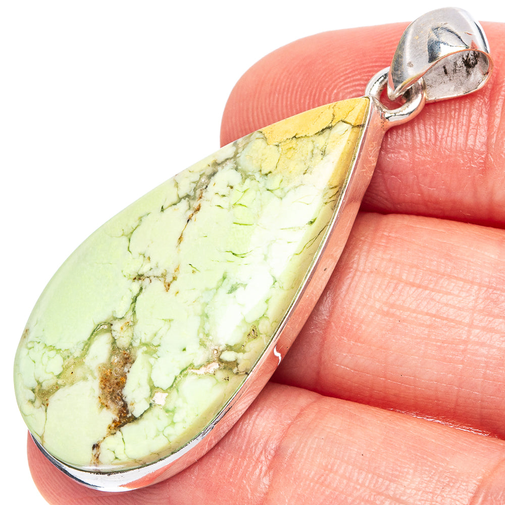 Lemon Chrysoprase Pendant 1 3/4" (925 Sterling Silver) P43347
