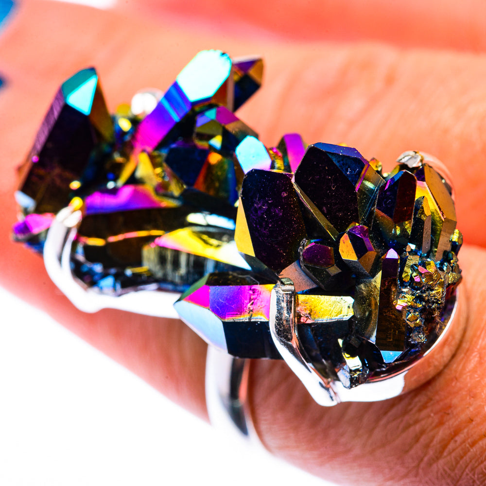 Large Titanium Sunshine Druzy Ring Size 7.5 (925 Sterling Silver) RING140262