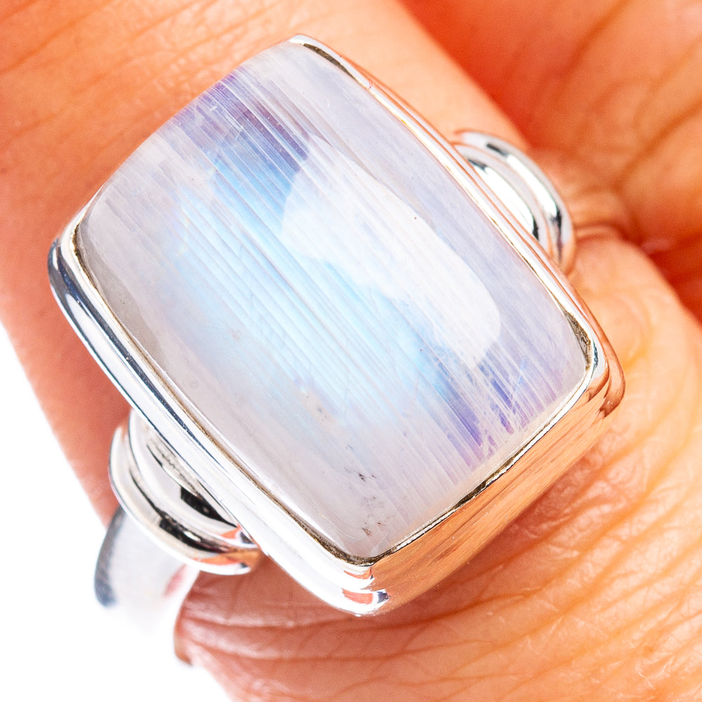 Rainbow Moonstone Ring Size 9 (.925 Sterling Silver)