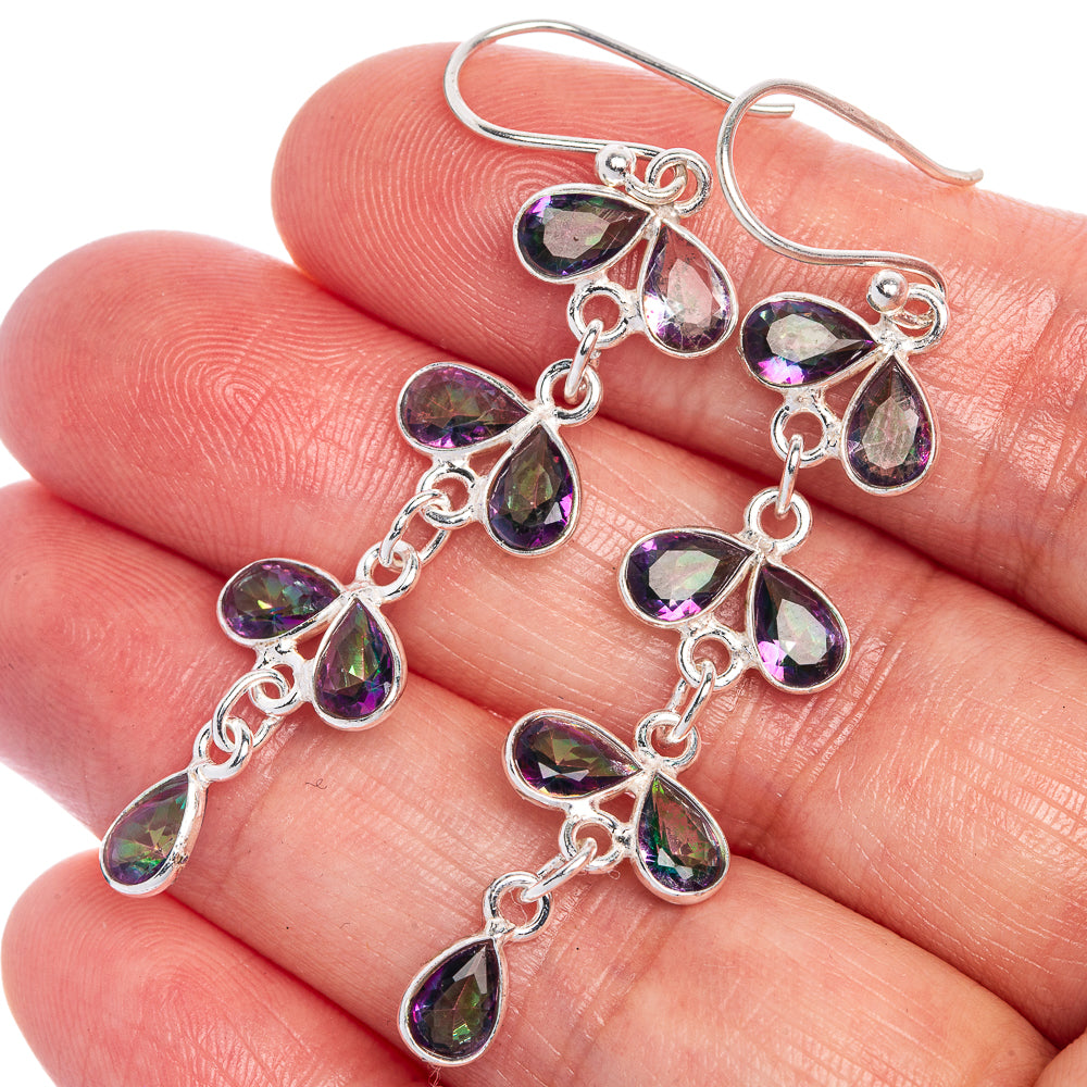Mystic Topaz Earrings 2 1/4" (925 Sterling Silver) E1015