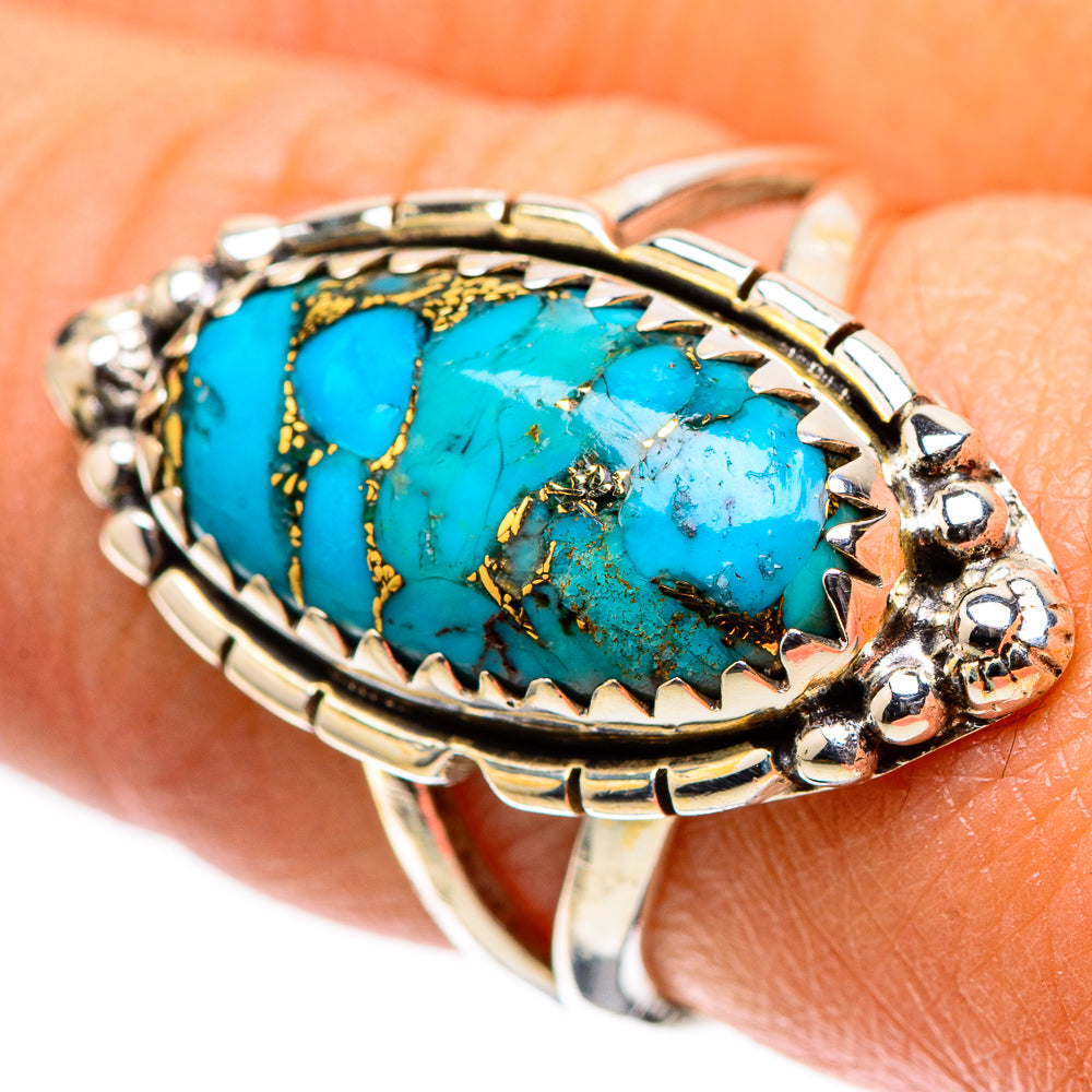 Blue Copper Composite Turquoise Ring Size 7.75 (925 Sterling Silver) RING138792