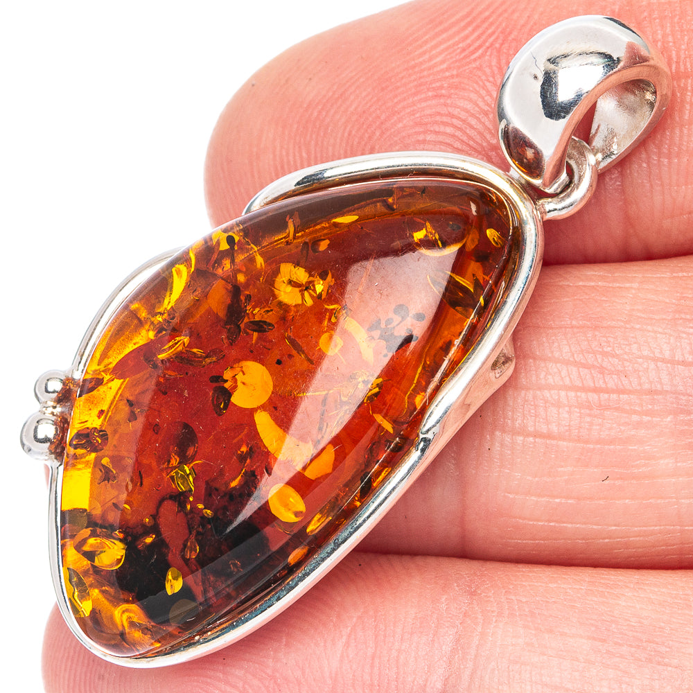 Anasilvercos Baltic Amber Pendant 1 3/4" (925 Sterlnig Silver)