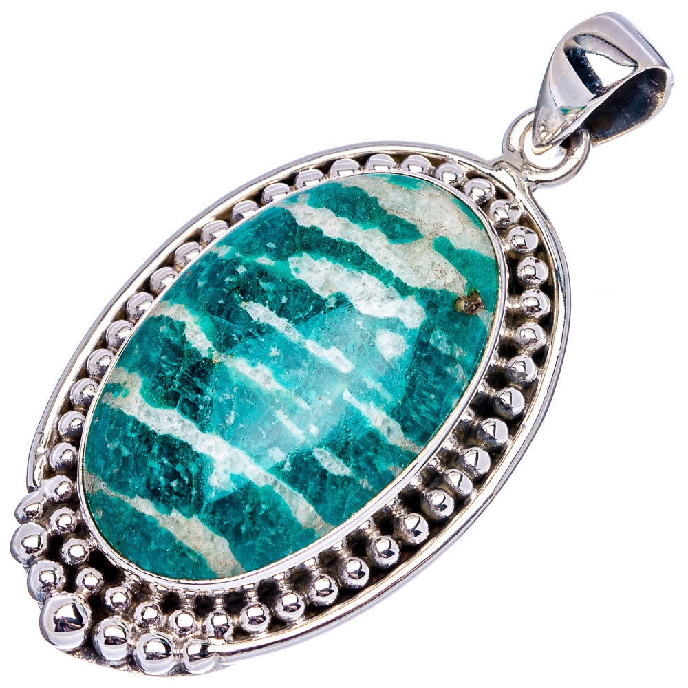 Premium Amazonite Pendant 1 7/8" (.925 Sterling Silver)