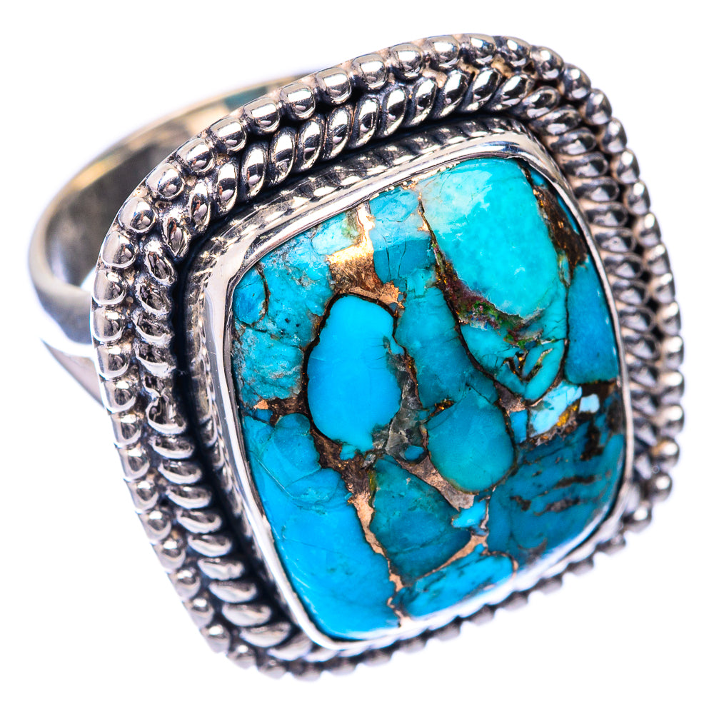 Blue Copper Composite Turquoise Ring Size 8 (925 Sterling Silver) R141540