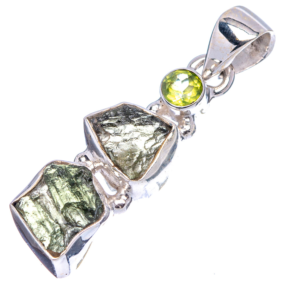 Moldavite, Peridot Pendant 1 1/4" (.925 Sterling Silver)